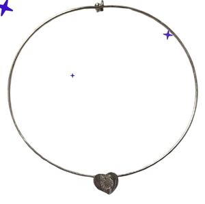 Vintage Elegant Silver Heart Cz Necklace Hard Necklace